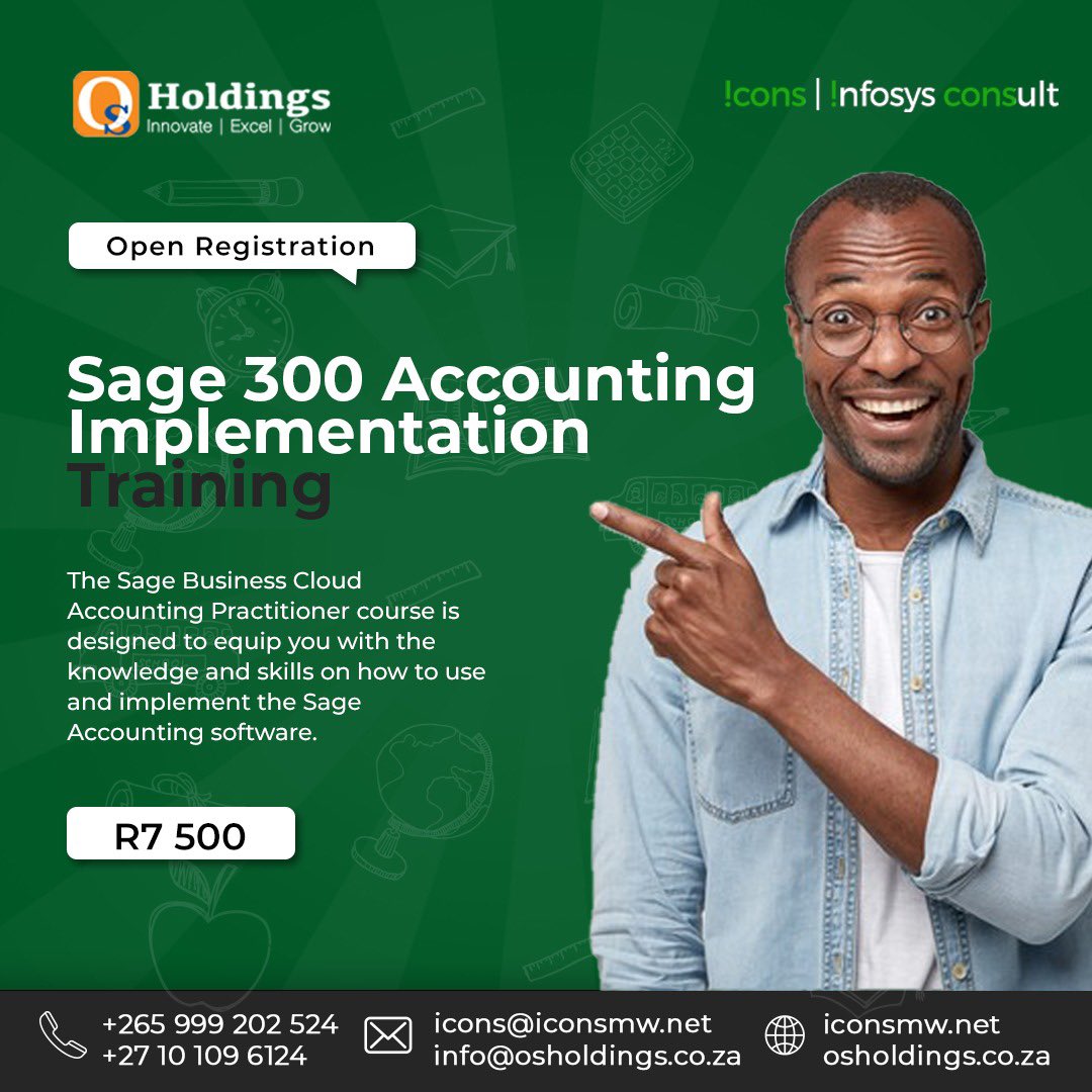 holdings_os's tweet photo. OS Holdings is a Sage Accredited Training Centre, 
Book for the Sage 300 implementation training aimed at equipping you with skills and knowledge on how to use the Sage Accounting Software.
https://t.co/xtUwz2GkoD

#Innovate #Excel #Grow 
#Sage300 https://t.co/KsdbHkScQj