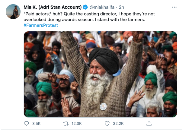 ITNPolitics's tweet photo. #miakhalifaِ #FarmersProtest https://t.co/NXfDUkadPD
