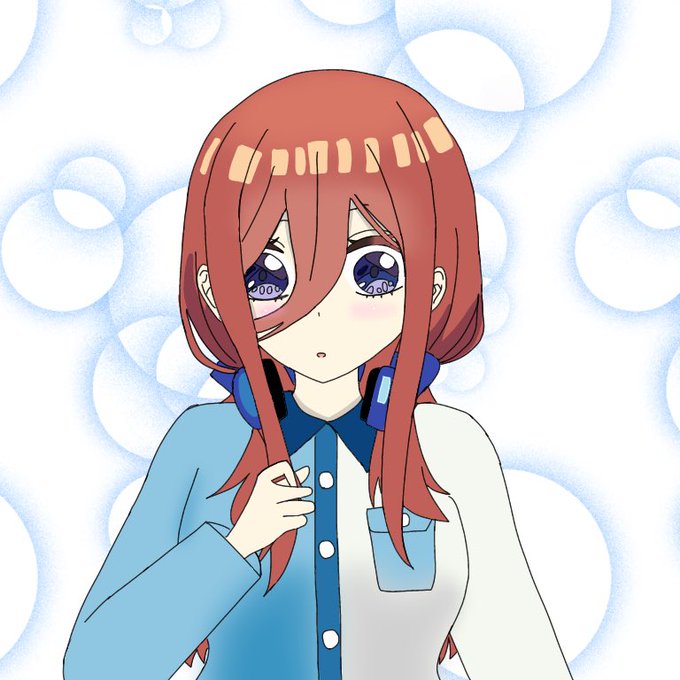 emi@3日間うめぼしさんがTwitterに投稿した中野三玖(五等分の花嫁)のイラスト。