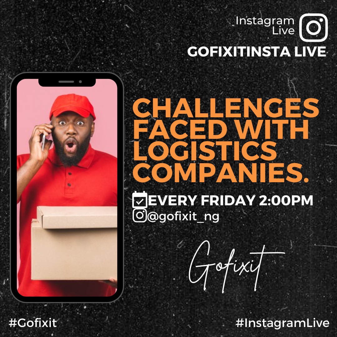 GofixitNG's tweet photo. Gofixit will be live this Friday on Instagram.
Kindly follow @gofixit_ng on IG to chat and throw in your questions or contributions.
#gifixitdelivery #gofixit #dispatchriders #delivery #wednesdaythought #Bitcoin #PastorSam #Ibadan #Akure #COVID19 https://t.co/eki9EbZSJP