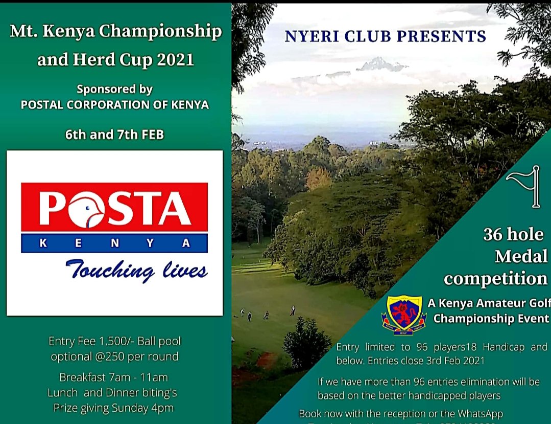Mount Kenya here we come 🏌️🏌️🏌️This is the Second event on the KAGC calendar and is proudly sponsored by Posta Kenya