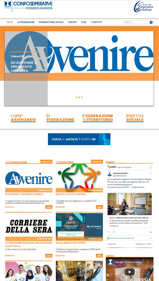 Il presidente <a href="/st_granata/">Stefano Granata</a> intervistato da <a href="/Avvenire_Nei/">𝐀𝐯𝐯𝐞𝐧𝐢𝐫𝐞</a>, i nuovi video, il bando del Servizio Civile Universale <a href="/pcm_giovani_scu/">Dipartimento Politiche Giovanili e Servizio Civile</a> con tutti i progetti delle nostre cooperative sociali nella nostra homepage federsolidarieta.confcooperative.it