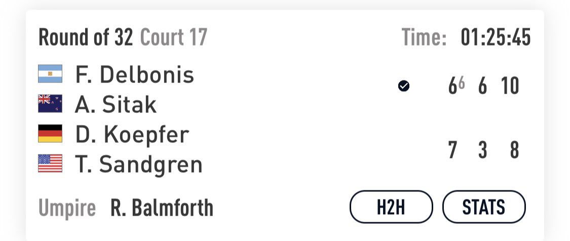 On to the next round with <a href="/FedeDelbonis/">Federico Delbonis</a> ✅💪🏻💥