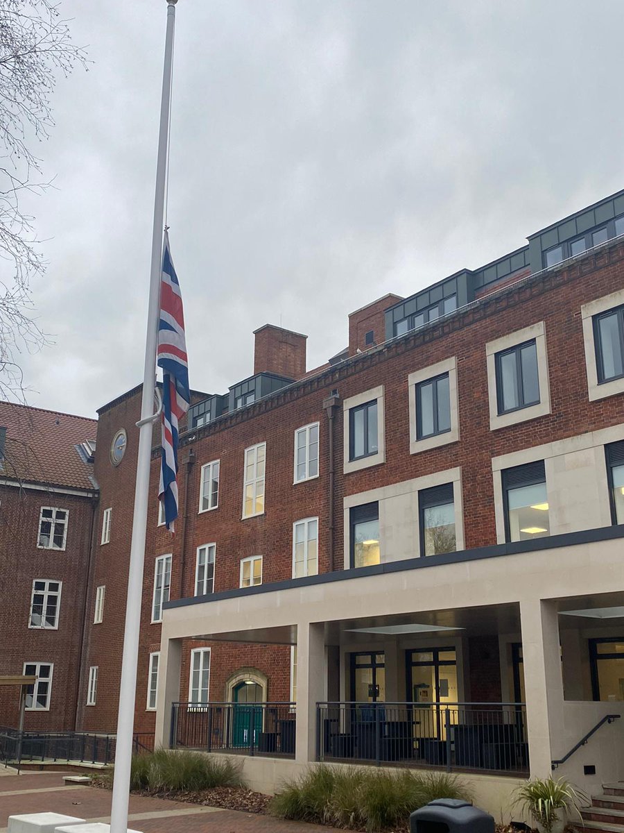 Town Hall flag flying at half mast to mark our respects for Captain Sir Tom Moore.