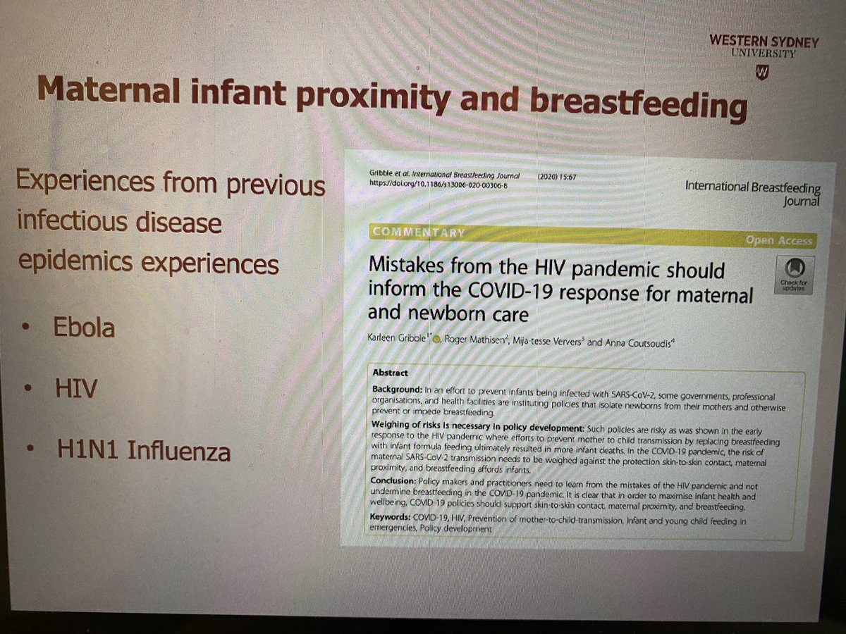 We are live  @OzBreastfeeding  #COVID19 panel discussion  @DrKarleenG We didn’t have to start from scratch when formulating guidelines for new mothers & newborns with COVID-19