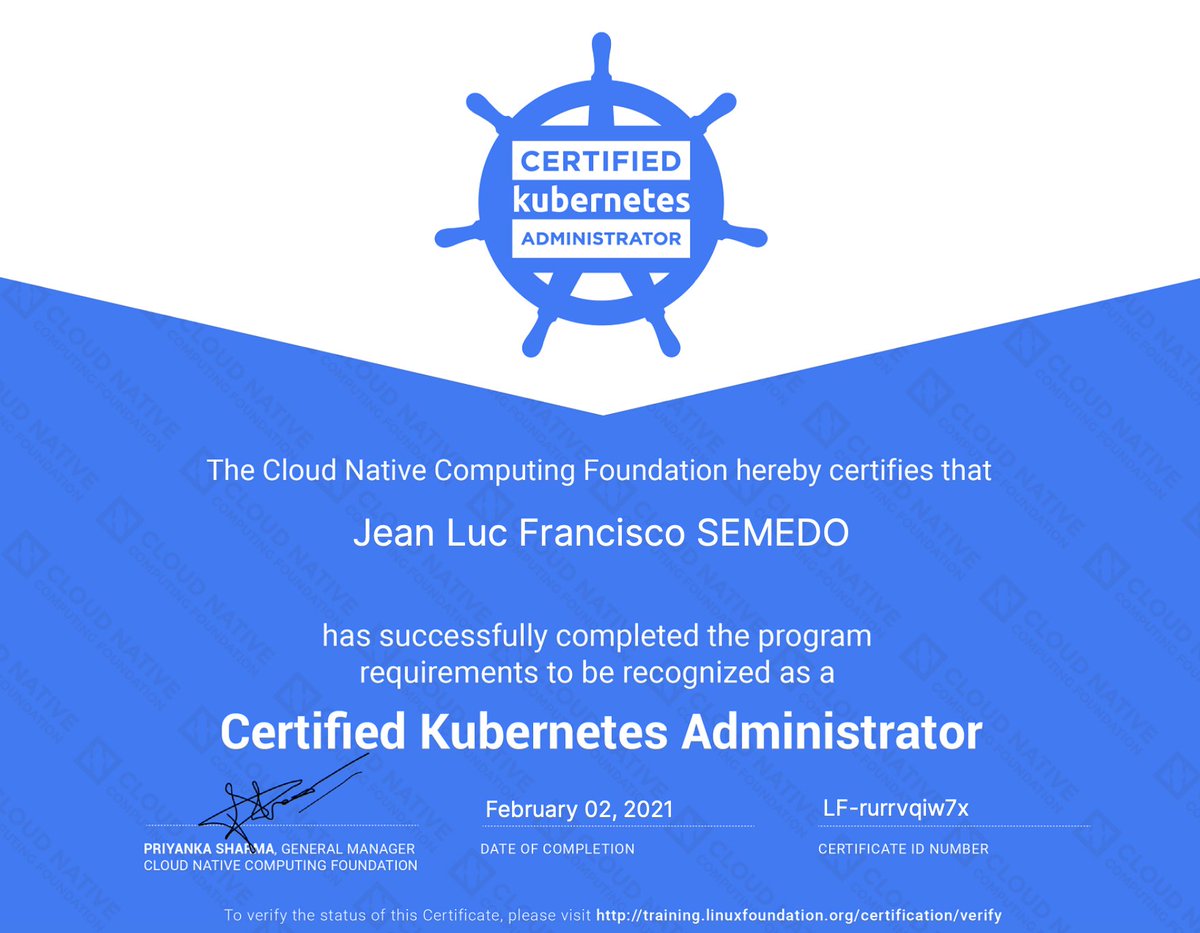 Officiellement CKA! 
#k8s 
#Kubernetes