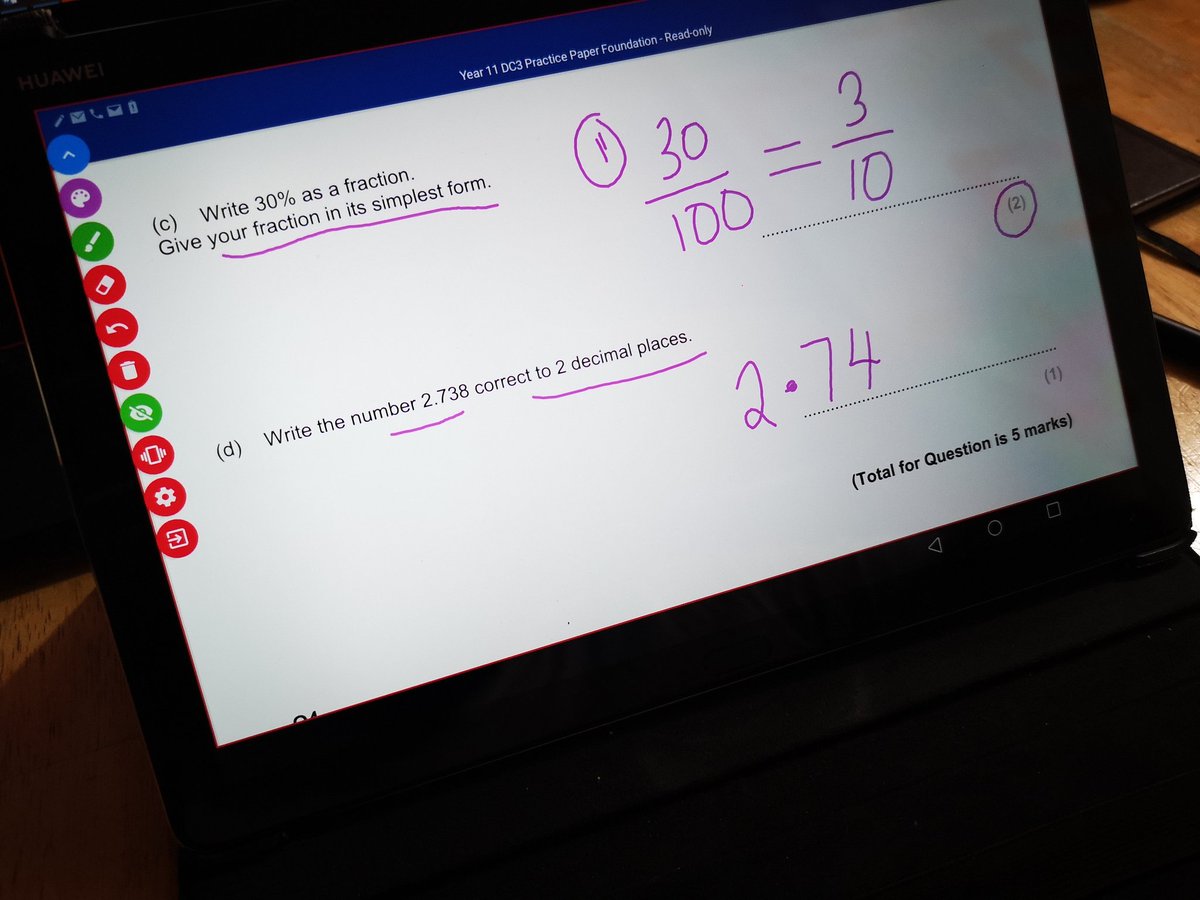 Going through a past paper. I'm using an app that I came across last lockdown to annotate my screen. It's called 'Draw on screen' and works well. 

#mathsed #remotelearning #Maths #edutwitter #mathschat #teamMaths #ukedchat #mathsgems