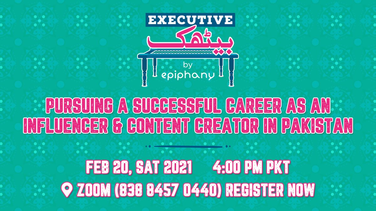ExecutiveBaith1's tweet photo. Ready for the first baithak in 2021? Register now to meet interesting #Pakistani #contentcreators 

https://t.co/HkXIHx9Mqa

#contentmarketer #contentagency #influencermarketing #influenceurs #Youtuber  #blog #bloggerscommunity #vlogger #vloggers #vlogging #podcast #podcasts https://t.co/RByw8EkiyF