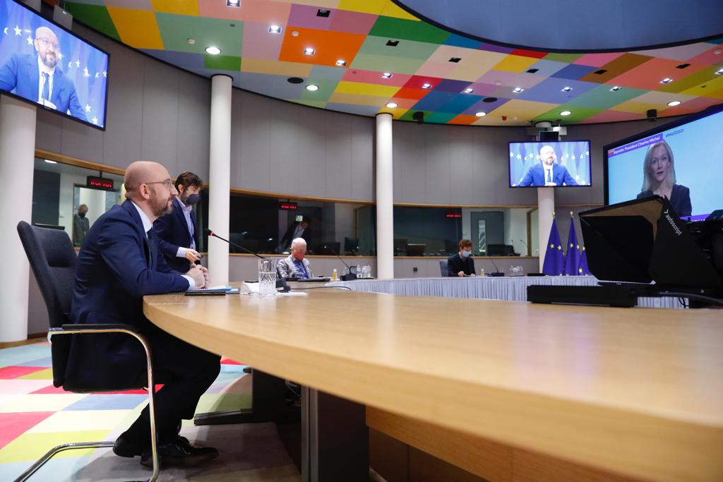 eucopresident's tweet photo. We must not abuse data – our new 21st century resource – like we have abused our natural resources.
 
Our digital resources must be used wisely to protect the “environment” of our fundamental values – democracy &amp; individual freedoms.

Speaking at @DIGITALEUROPE's summit #MoD2021 https://t.co/eIvJzSGOeZ