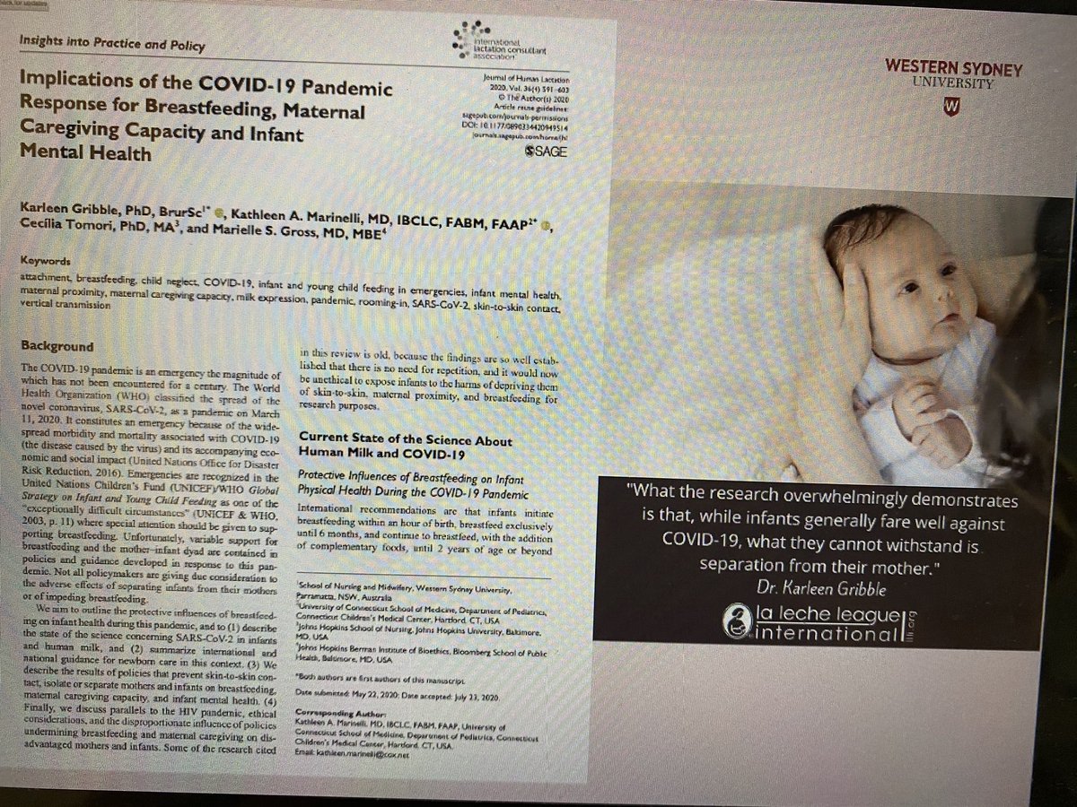 The lessons from HIV pandemic should inform  #breastfeeding guidelines  @WHO recommends NO separation of mother & infant This has effects on maternal caregiving capacity & infant mental health  #MentalHealthMatters