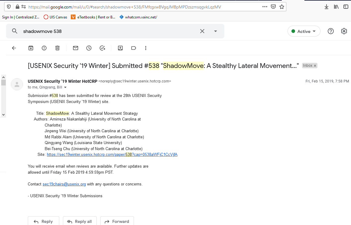 DissectMalware's tweet photo. #ShadowMove

@AdeptsOf0xCC  Not true

"@aionescu contacted us via twitter to tells us that the “ShadowMove” paper is based on previous work made by himself and @yarden_shafir"

Found it in 2018, the paper submitted to USENIX 2019, received revision, accepted to USENIX 2020 https://t.co/5nCjvJiXr2