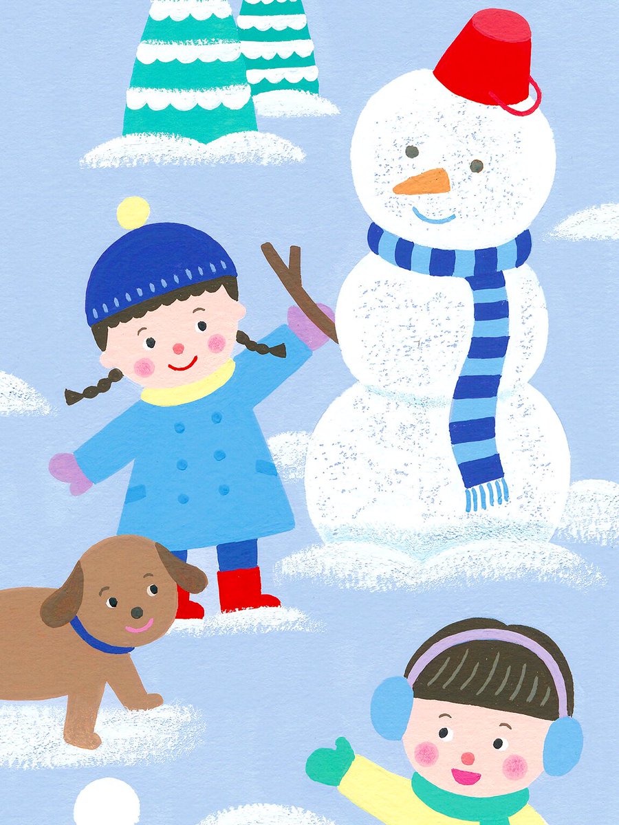 秋永 悠 2月 February 童謡 雪 より すずき出版さんの21年度版出席ノートのイラストです この前ちらりと雪が降りましたが すぐに消えてしまいましたね 雪あそび したいなあ Illustrations February Snow イラストレーション 2月 雪