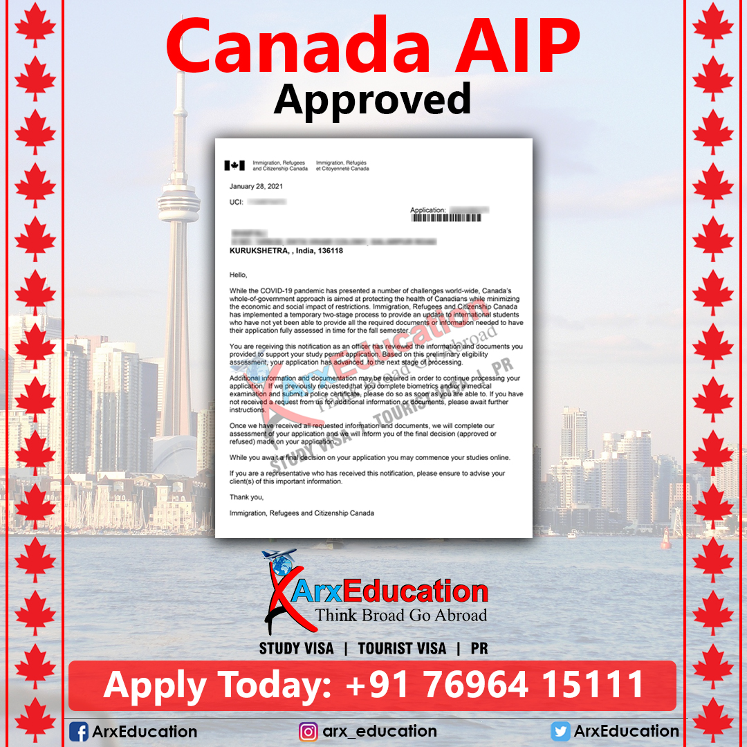 One more Canada AIP (Approval-In-Principle) approved 🥳🎉
Heartiest congratulations to our student💐
Call or WhatsApp for immediate assistance on +91 76964 15111
Email: arxeducation@gmail.com
#arxeducation #abroadstudyadvisor #canadaaip #aipapproved #studyabroad #studyincanada