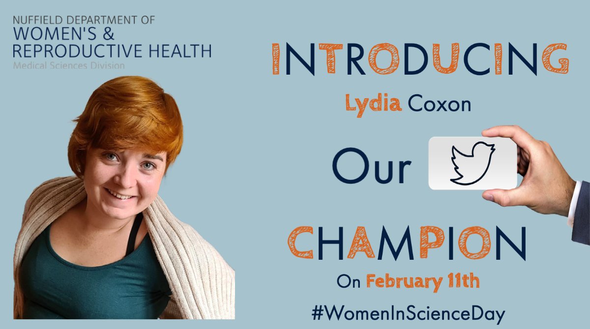 ANNOUNCING our Twitter Takeover champion on 11th Feb: <a href="/LydiaCoxon/">Lydia Coxon</a>. DPhil student Lydia has just handed in her thesis on endometriosis-associated pain! She investigates whether there is a neuropathic component to pain in a subgroup of women with endometriosis #WomenInScienceDay