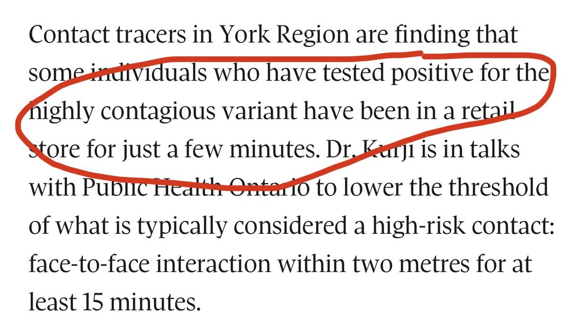 4) Contact tracers in York Region are finding that some individuals who have tested positive for the highly contagious variant have been in a retail store for just a few minutes. 