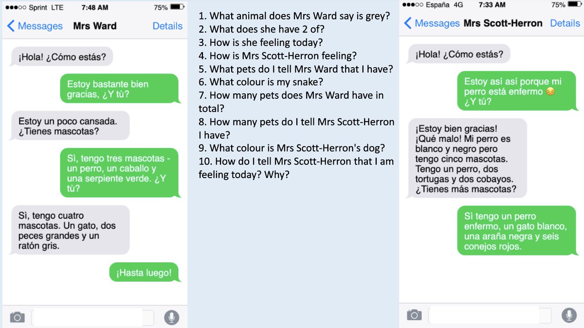 Probably very late to the party but my Y7s loved my ‘texts’ to members of staff about animals 😂😂 thanks <a href="/MissTayMFL/">Miss A Taylor 🇫🇷 🇪🇸</a> for the idea! #mfltwitterati