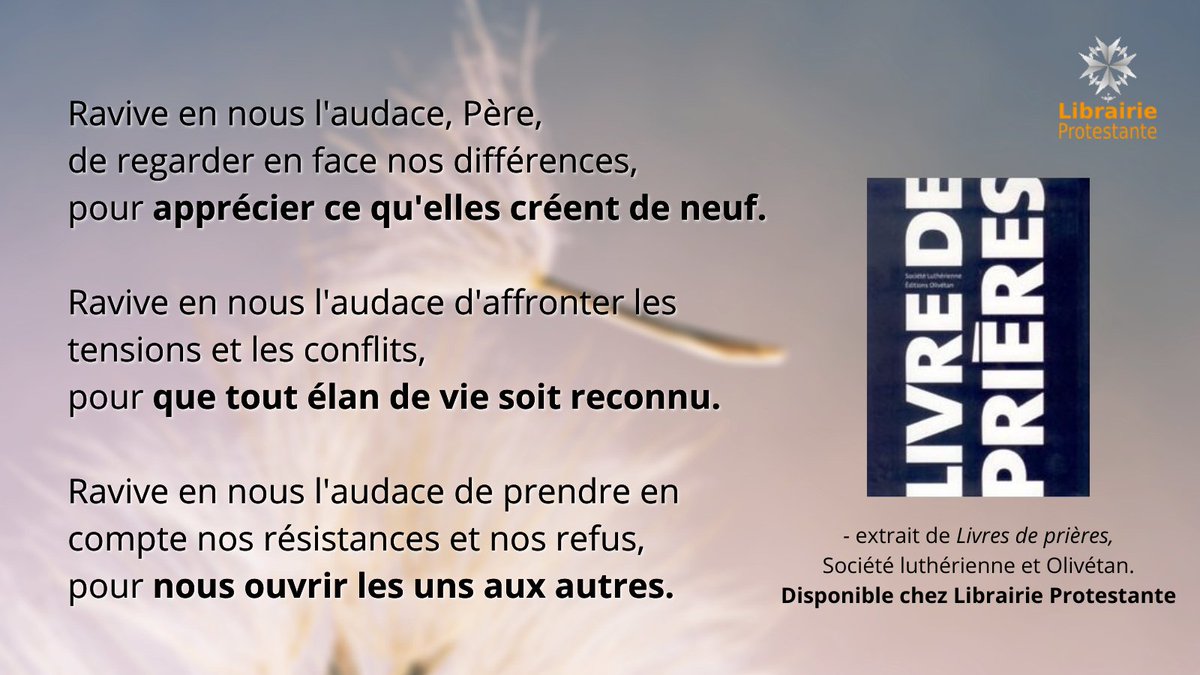 Extrait du "Livre de prières" publié chez <a href="/EditionOlivetan/">Éditions Olivétan</a>

tinyurl.com/livre-de-prier…
#citationdujour #priere