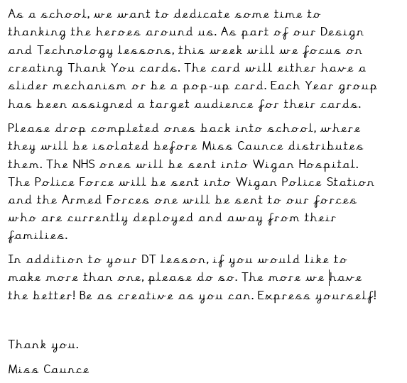 HighfieldY1's tweet photo. Let's thank the heroes around us! Your support in this means the world to me and to those who will receive them. Miss Caunce x 🌈🌈 #HSTMSHINE @LDSTEducation @StHighfield @st_highfield @HighfieldY2 @highfield_st @HighfieldY6  @HighfieldY4 @HighfieldY3 @HighfieldY5 https://t.co/I6Ln2BOxf5