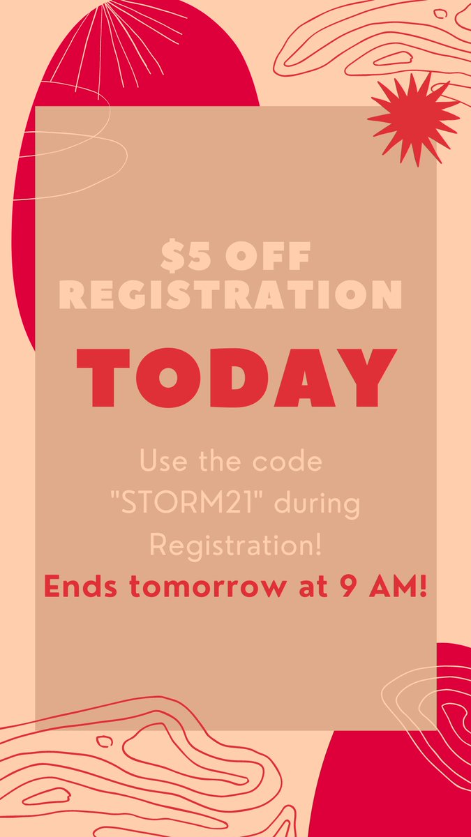 we’re having a registration promo, TODAY ONLY!! click the link in our bio to register and get $5 off with the code “STORM21”