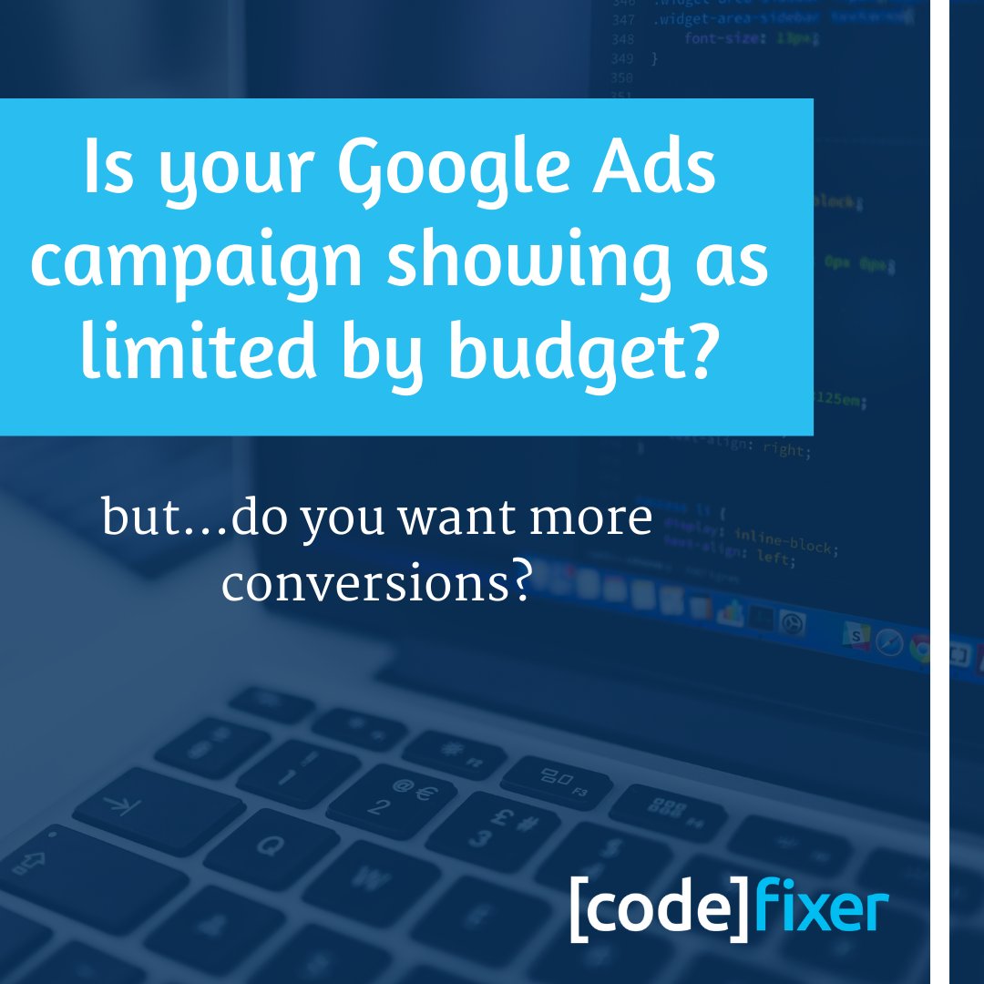 codefixer's tweet image. Day 26/28 Top Google Ads Tricks & Tips
Is your Google Ads campaign showing as limited by budget, but you’d like more conversions? 📈
Find out how in our FREE Ebook here >> codefixer.com/top-28-google-…