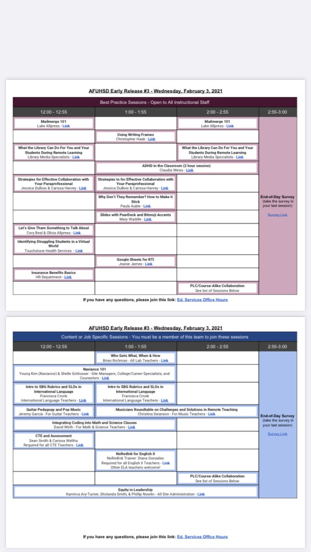 Early release schedule means a short day for students only.....