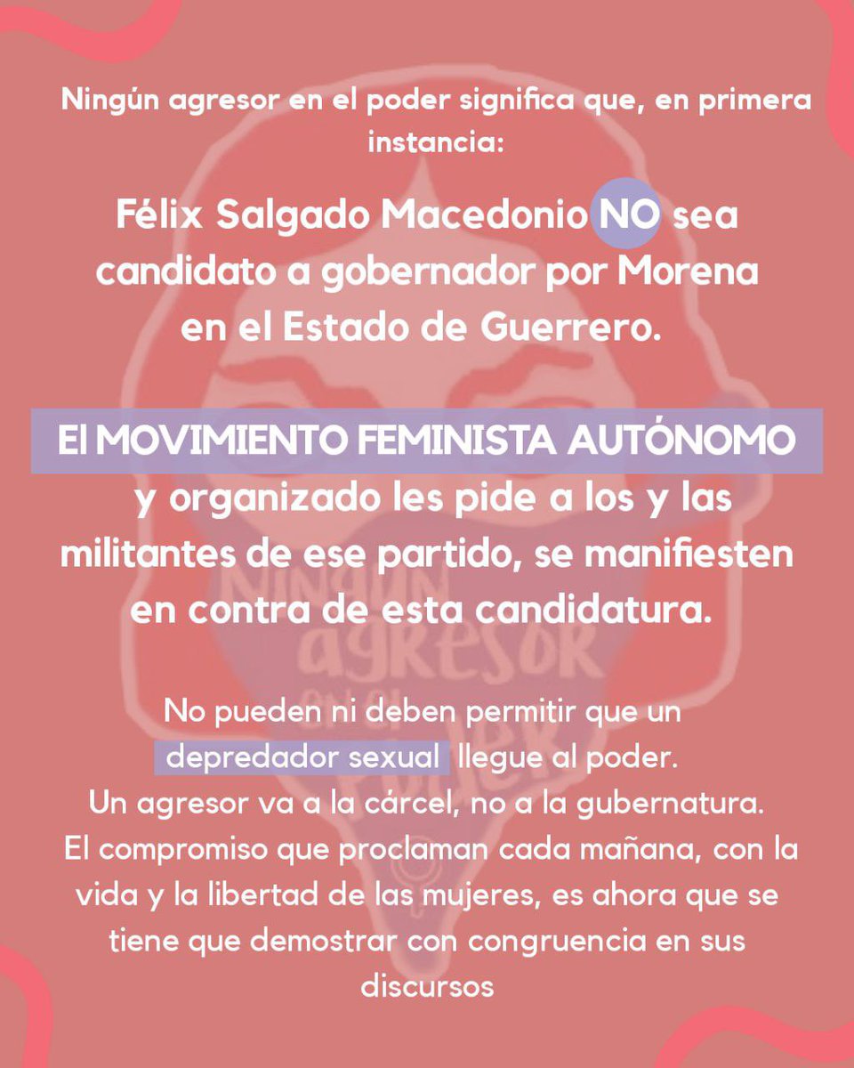 CConafem's tweet photo. En sus manos está que haya un acceso a la justicia que ha estado tan cuestionada con la corrupción y la impunidad.
#UnVioladorNoSeráGobernador https://t.co/o2FAQaS6VX