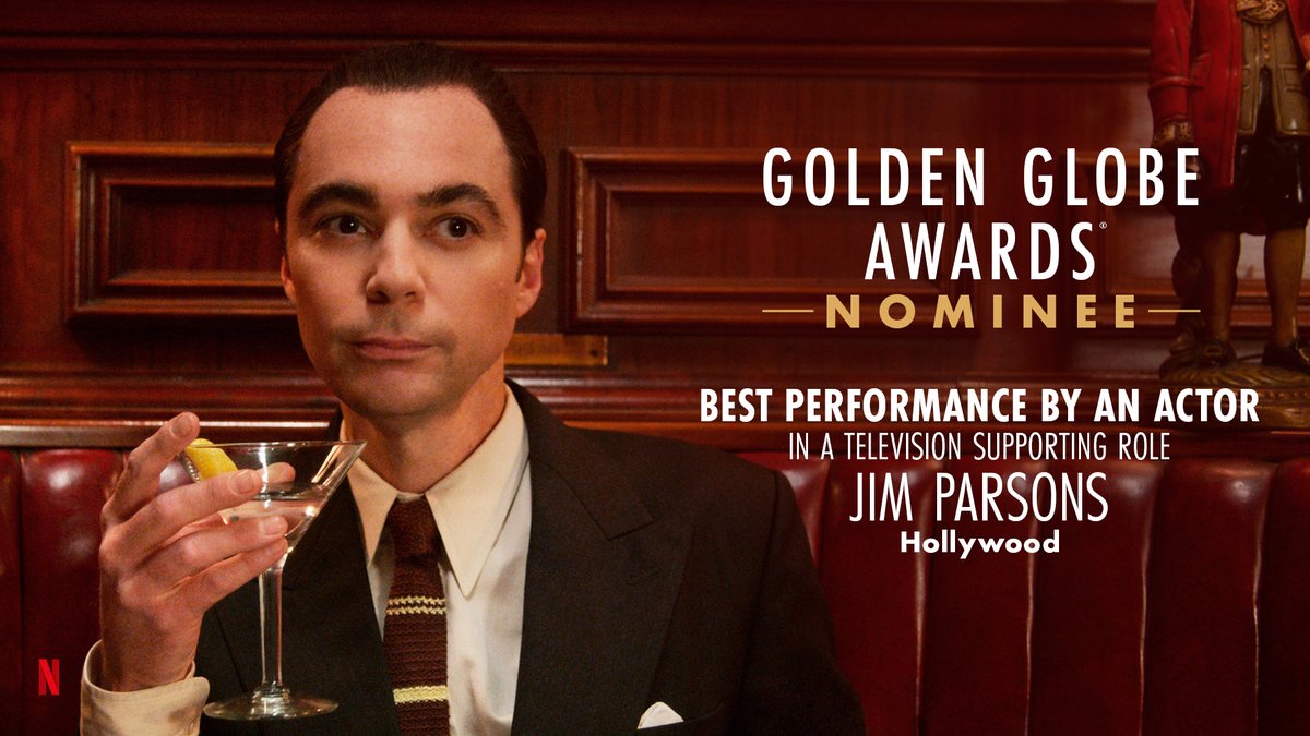 Jim Parsons is nominated for Best Actor in a Television Supporting Role for @hollywoodnetflx! #GoldenGlobes