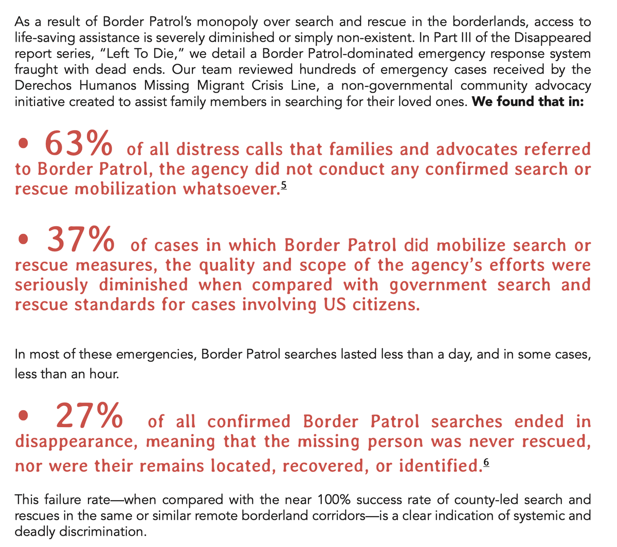 NoMoreDeaths's tweet photo. 💥Out now💥— LEFT TO DIE: BORDER PATROL, SEARCH AND RESCUE, AND THE CRISIS OF DISAPPEARANCE.

New report finds that Border Patrol routinely ignores and mishandles backcountry emergencies.

Read the full report at https://t.co/JGdys8OMus https://t.co/gbt5jhYprU
