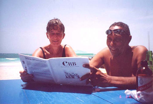Happy birthday to Stuart Hall reading the Caribbean Review of Books with a Red Stripe. 