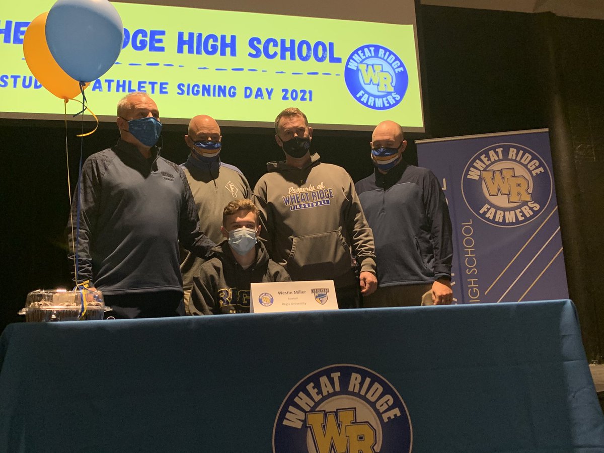WRHS Athletics (@farmerchampions) on Twitter photo Our first commit. Wes Miller going to be playing <a href="/RegisUBaseball/">Regis University Baseball</a> next year. Congrats Wes. <a href="/JeffcoAthletics/">Jeffco Athletics</a> <a href="/WheatRidgeHoops/">Farmers Basketball</a> Our first commit. Wes Miller going to be playing <a href="/RegisUBaseball/">Regis University Baseball</a> next year. Congrats Wes. <a href="/JeffcoAthletics/">Jeffco Athletics</a> <a href="/WheatRidgeHoops/">Farmers Basketball</a>