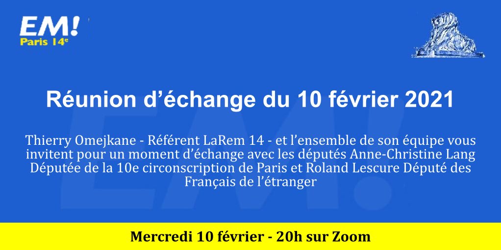Renaissance14e's tweet photo. Inscrivez-vous à notre événement du 10 février et venez poser vos questions aux députés @AChristine_Lang et @RolandLescure 

Nous vous attendons nombreux !!

Lien d’inscription : https://t.co/YKTxdWPHtT https://t.co/TTGPvmOj0W