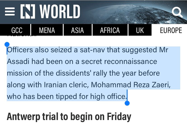 11)In 2017, Assadi rented a car & went from Austria to Paris on a recon mission of the targeted site.More importantly, the driver’s license used to rent the car was under “Mohammad Reza Zaeri,” cleric on the right. #EUTime4FirmIranPolicy https://www.thenationalnews.com/world/europe/the-iranian-spy-whose-paris-bomb-plot-could-have-sparked-a-war-1.1117768