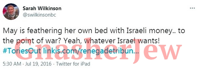 This is not the first time Sarah (who is a left wing Nazi) has tweeted antisemitism, she is a proponent of Neo Nazi publications, in this tweet she is sharing the Renegade Tribune a well known Neo Nazi site. 4/  @jvplive  @PSCupdates  @IndJewishVoices  @XRebellionUK
