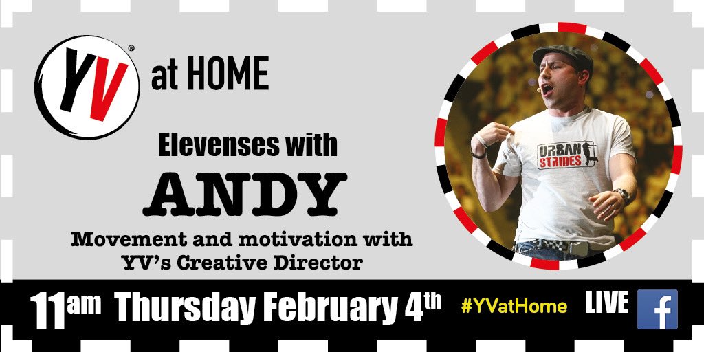 YVconcerts's tweet photo. Tomorrow it’s Andy Instone LIVE on Facebook (then available on catch up on YouTube afterwards)
Thursday at 11am - a session for schools and for all the family at home!
Get your dancing shoes on for more movement and mindfulness.
#ChildrensMentalHealthWeek
#YVatHome https://t.co/GzZOtgDs2z