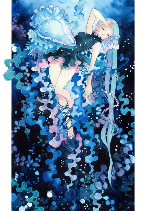 この絵今年ようやく展示できそうです #皆さん線画と塗った後をみせてください 