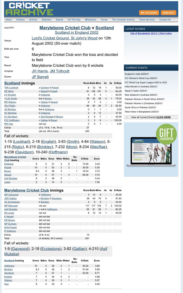 MajidHaq's tweet photo. Crazy to think that was almost 20 years ago. 😳 Maynard & Mujtaba were different class with the bat. @dougie1brown was playing against his countrymen. #whatamemory #lordslunches😋 https://t.co/jShyoGq2EJ