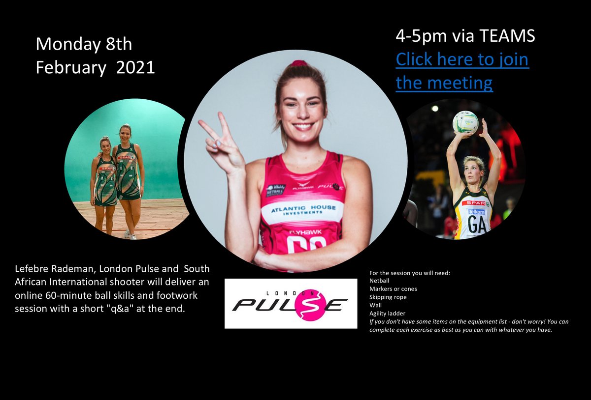 CaterhamSport's tweet image. ** EVENT ANNOUNCEMENT ** 
Monday 8th February at 4pm @Pulse_Netball, @LefebreRademan is running a netball session and Q&amp;amp;A for all NETCATS! 

Check your firefly tasks for more information! 

#keepgoing #netcats #inspoweek