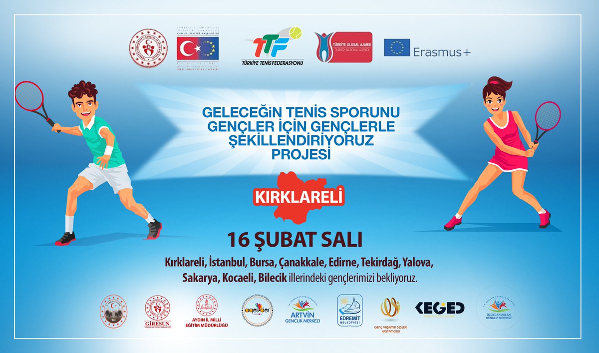 Tenis Federasyonu (@ttforgtr) on Twitter photo Türkiye Ulusal Ajansı (<a href="/ulusalajans/">Türkiye Ulusal Ajansı 🇹🇷 Turkish NA</a>) tarafından desteklenen "Geleceğin Tenis Sporunu Gençler için Gençlerle Şekillendiriyoruz" projemizin Kırklareli ve çevre iller ile buluşacağımız ilk toplantısına sizleri bekliyoruz.
🔗 Başvuru: bit.ly/2O3y5lB Türkiye Ulusal Ajansı (<a href="/ulusalajans/">Türkiye Ulusal Ajansı 🇹🇷 Turkish NA</a>) tarafından desteklenen "Geleceğin Tenis Sporunu Gençler için Gençlerle Şekillendiriyoruz" projemizin Kırklareli ve çevre iller ile buluşacağımız ilk toplantısına sizleri bekliyoruz.
🔗 Başvuru: bit.ly/2O3y5lB