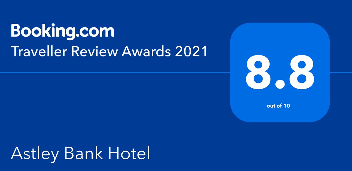 Very happy and proud to receive this. 2021>2020.
#AstleyBankHotel#bookingcom#TravellerReviewAwards2021#Darwen#Hospitality#CustomerService