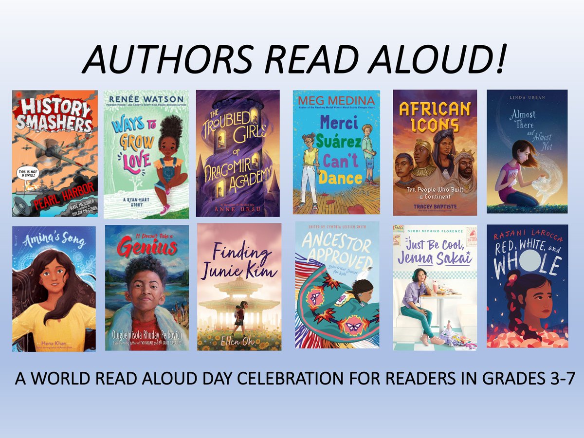 KateMessner's tweet image. Happy World Read Aloud Day! To celebrate, we're sharing a video with twelve amazing authors reading from their new &amp;amp; soon-to-be-published work. 
katemessner.com/virtual-author…

Thanks to @litworldsays &amp;amp; @Scholastic for bringing us together over stories today! ❤️