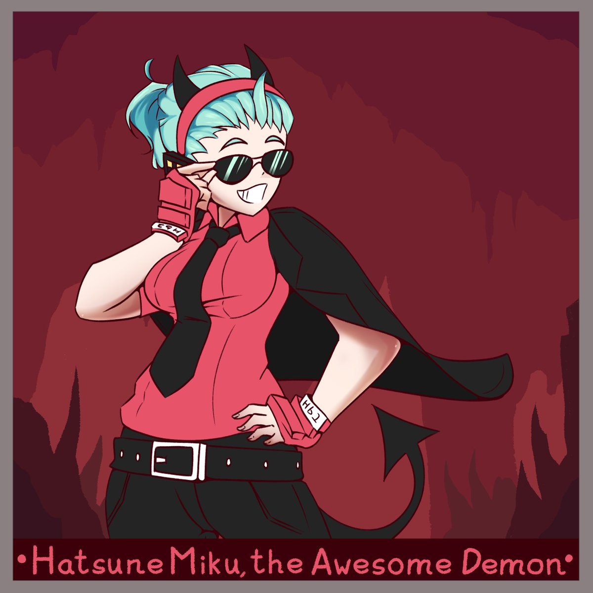 Mckodem's tweet photo. Slowly making my way through the #Helltaker girls X #HatsuneMiku fanart. Justice this time https://t.co/yQZqUbEb1z