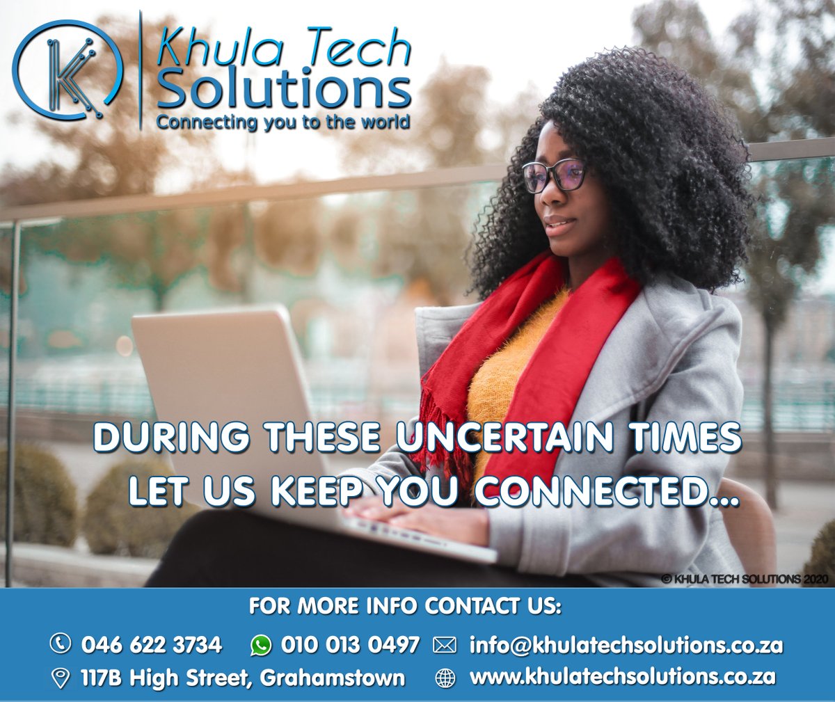 khula_tech's tweet photo. We are all dealing with a lot and during these difficult times, one thing is easy... Connecting to Khula!!!! 
Contact us TODAY on 046 622 3734 or WhatsApp on 010 013 0497. 

#khulatech #Khulatechsolutions #wifi #connectwithkhula https://t.co/qcxj8sOaki