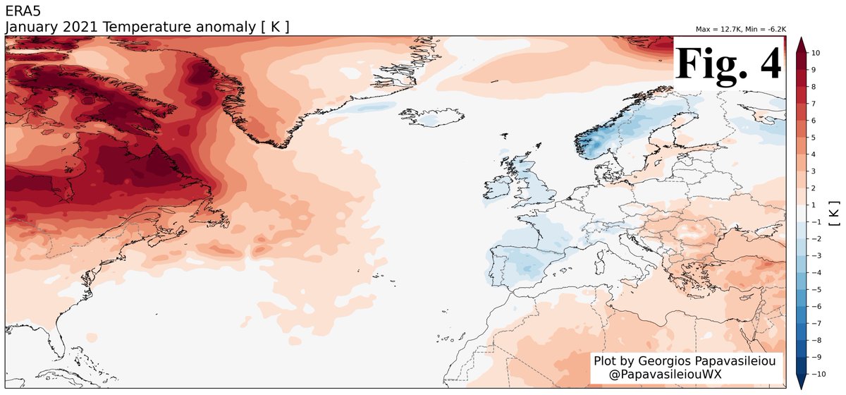 4/5 This large scale pattern was also associated with above average temperature anomalies across the SE Europe and below average temperature anomalies across the western Europe (Fig. 4).