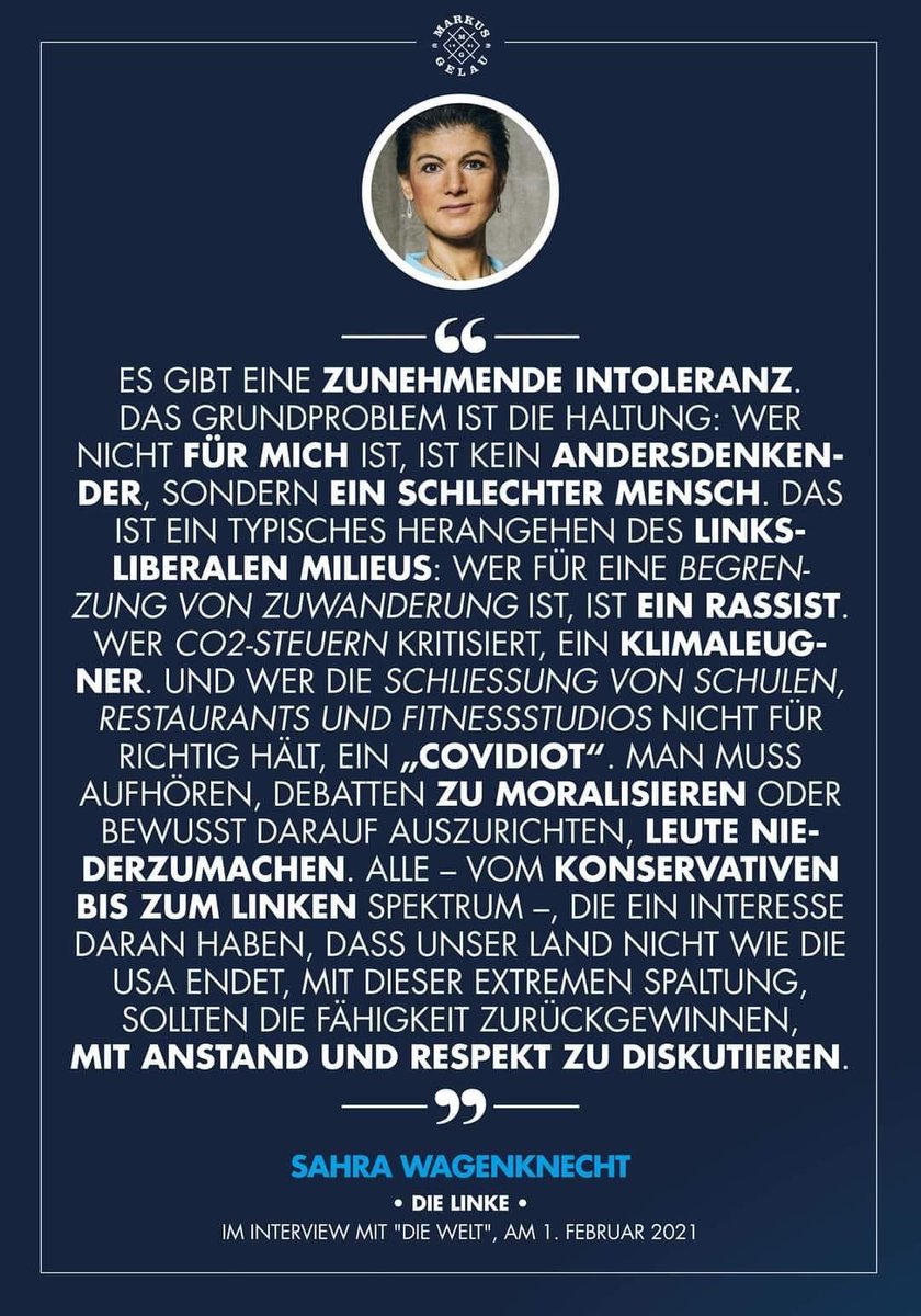 Sarah Wagenknecht ist die vernünftigste linke Politikerin.