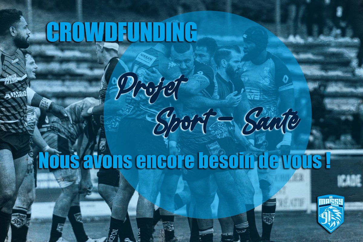 CrowdFunding 🤝 Projet #sportsante pour lutter contre #lexcusion et la #maladie 💙🖤

Pour nous aider c’est ici ➡️ bit.ly/2YyjoJ8

#RêverFort #SportSante #RugbyA5 #Massy #Rugby #Solidarite #Sport