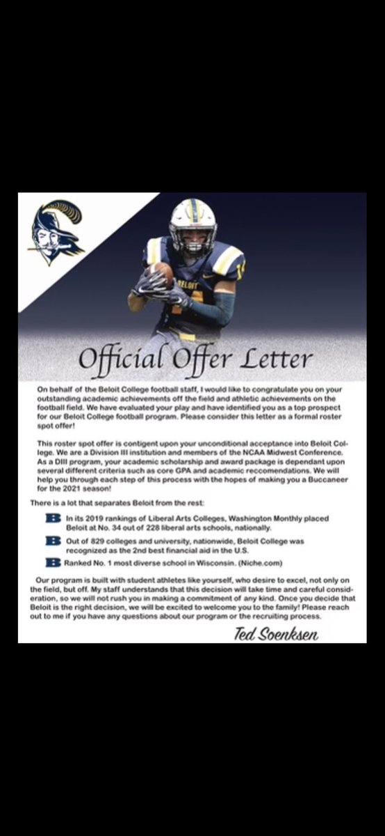 Blessed to receive an offer from Beloit college🙏🏾🙏🏾<a href="/CoachButz22/">Joe Butz</a> <a href="/coachcurtis42/">MCRECRUITS.COM</a>