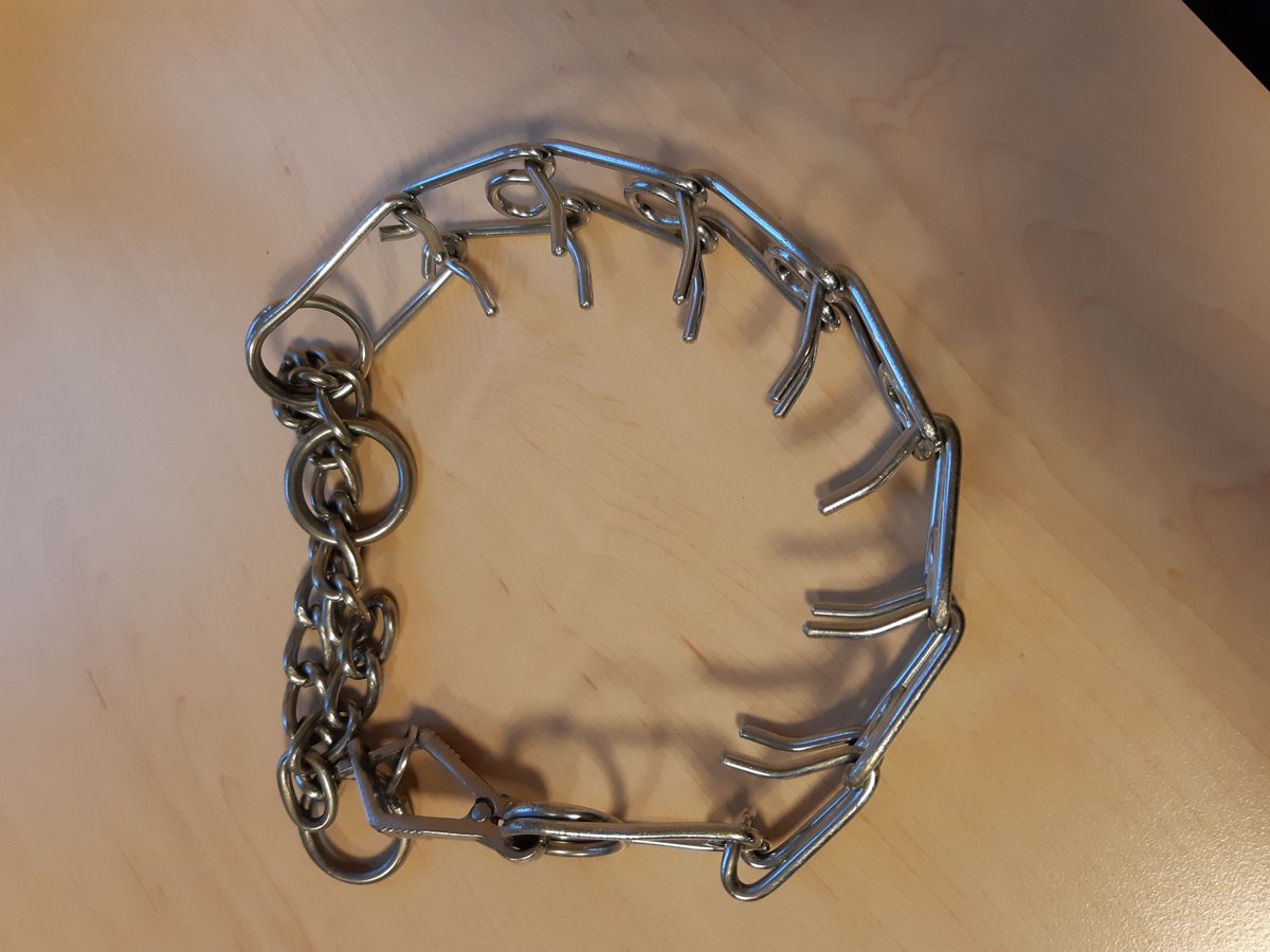 Wederom gaat #prikband vernietigd worden. Eigenaar had hem kortgeleden gekocht bij #dierenspeciaalzaak. Verkoop mag, gebruik is echter een misdrijf. Niet klantvriendelijk als dat er niet bij verteld wordt, maar ja, verkoop mag... Eigenaar was teleurgesteld in de zaak. (SJ)