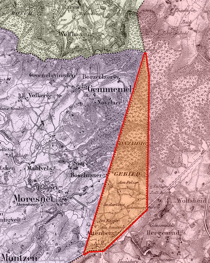 Vaguely triangular, and slightly smaller than Richmond Park in London, Neutral Moresnet sat between Belgium and Germany, close to the city of Aachen, and with its pointiest end just barely touching the highest point of the Netherlands. There was barely anything inside it.