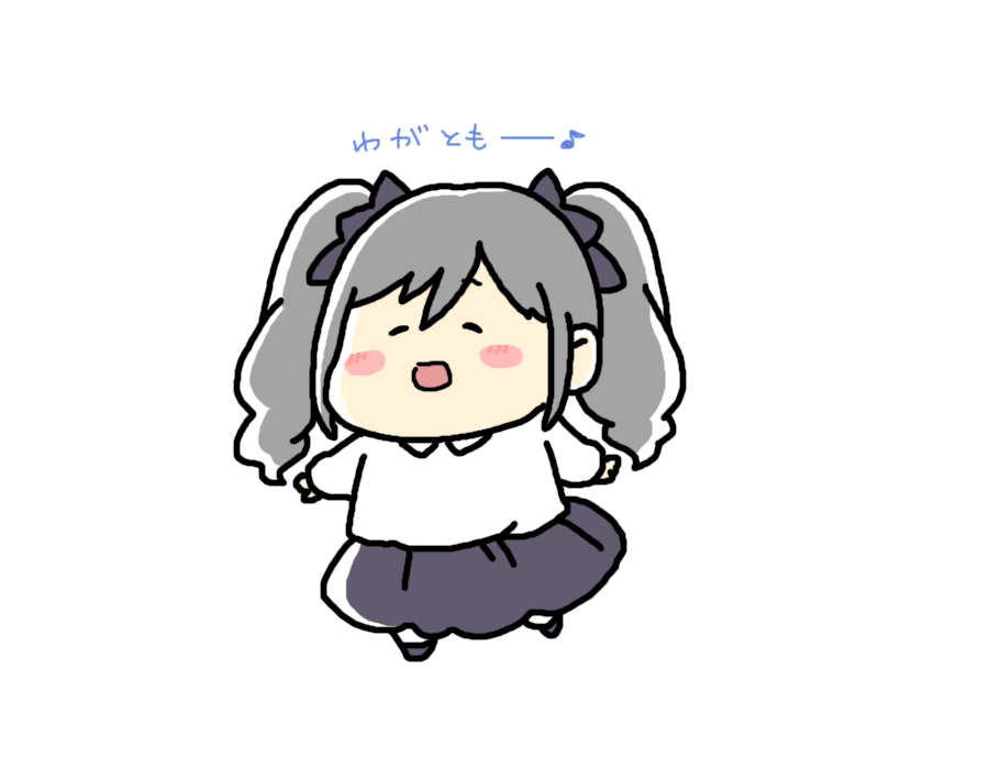 kanzaki ranko 1girl chibi solo grey hair simple background closed eyes twintails  illustration images