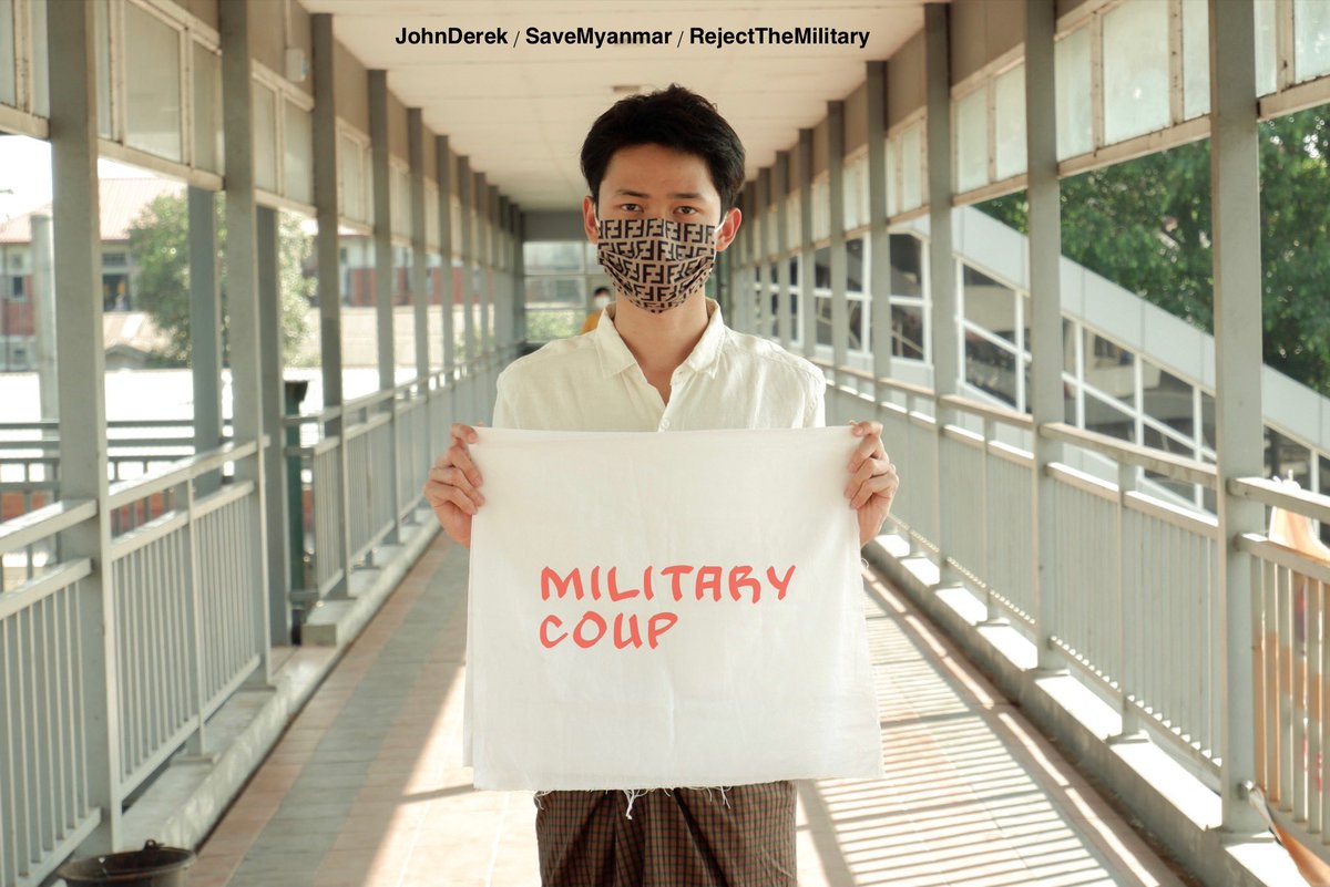 JohnDerek1313's tweet photo. 2 DAYS AFTER THE MILITARY COUP

We are still SUFFERING.
We are still HOPING.
We are still FIGHTING.

Please kindly join this “ Photo-essay “ Movement .
( Don’t forget to copy the texts and hashtags)

#SaveMyanmar
#RejectTheMilitary https://t.co/xQXBKT7ROv